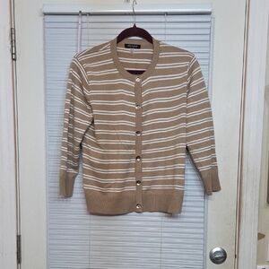 Cable & Gauge Beige Striped Cardigan